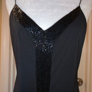 Black Stenay Hand-Beaded Spaghetti strap Gown